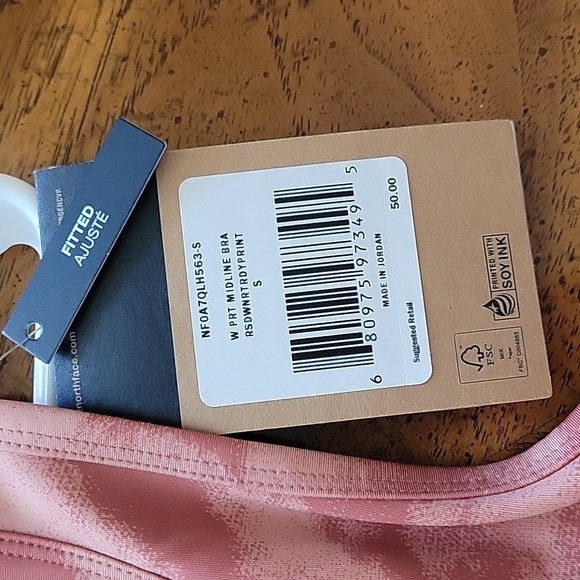 THE NORTH FACE PRINTED MIDLINE BRA, Small, Rose Dawn Retro Dye, NWT - Picture 7 of 12